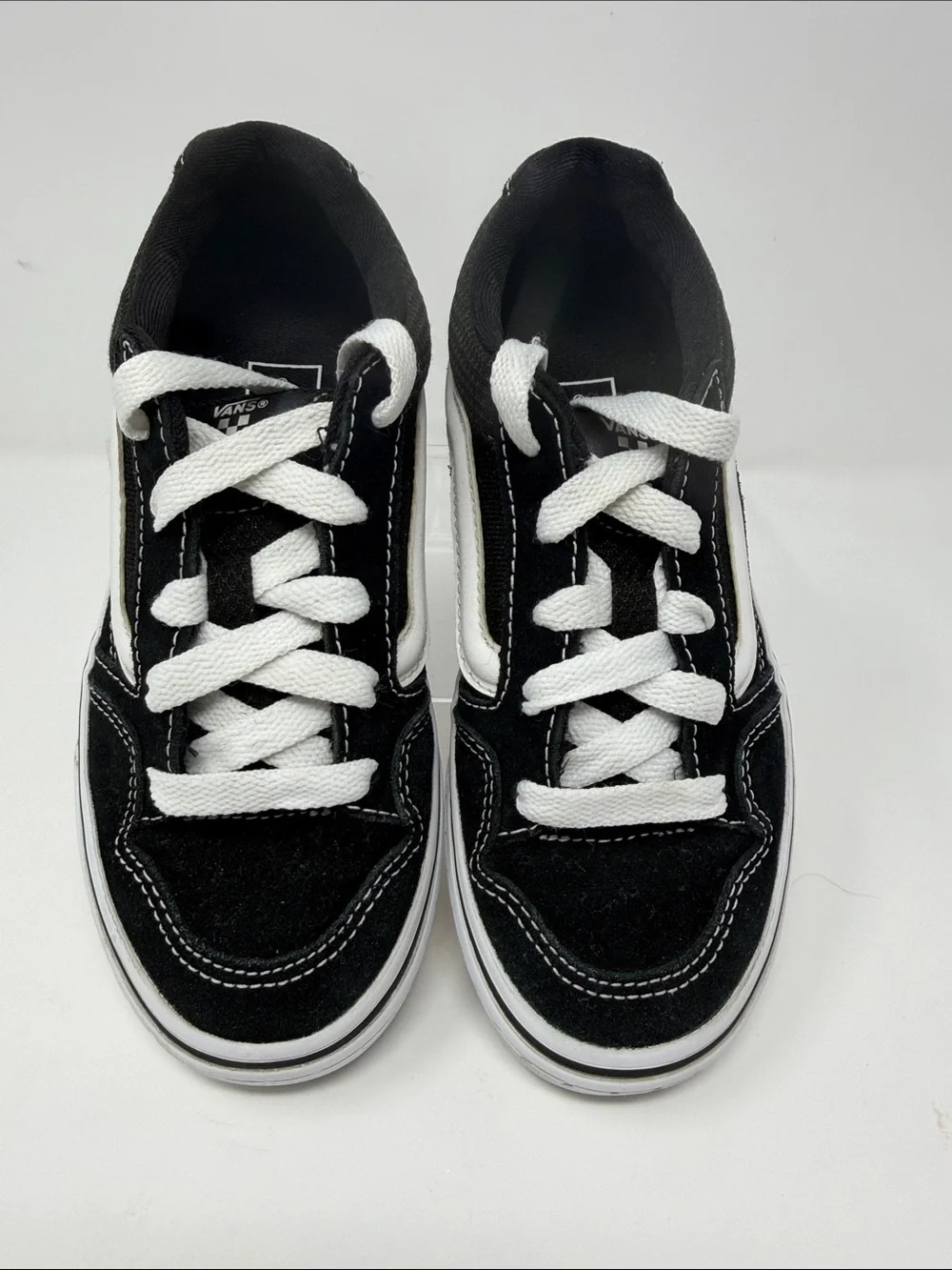 Vans Caldrone Black & White Low-Top Suede Skate Shoes Size 1.0